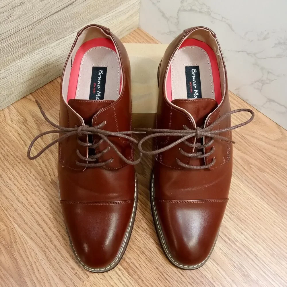 Bruno Marc Shoes Mens Sz 9.5W EU 43 Oxford Cap toe Princewide-6 Leather‎